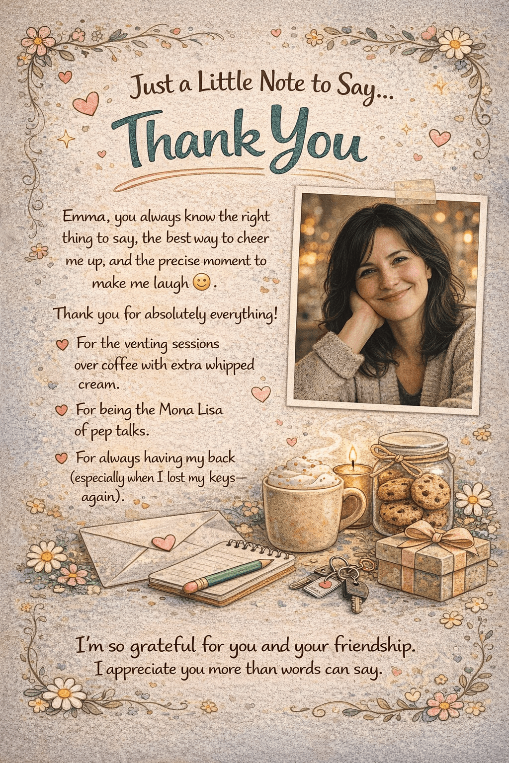 Custom thank you card